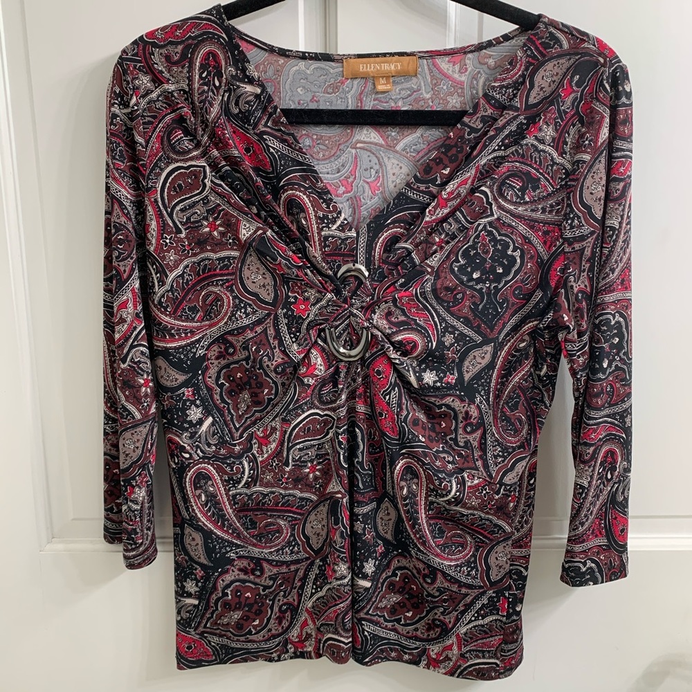ELLEN TRACY Paisley Print Blouse